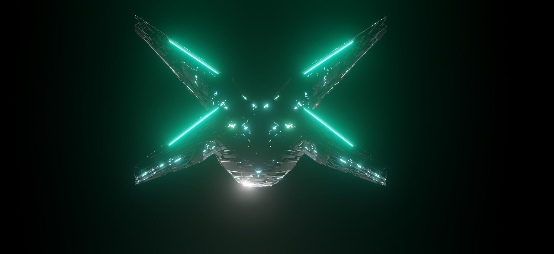 X spaceship  3D model_3