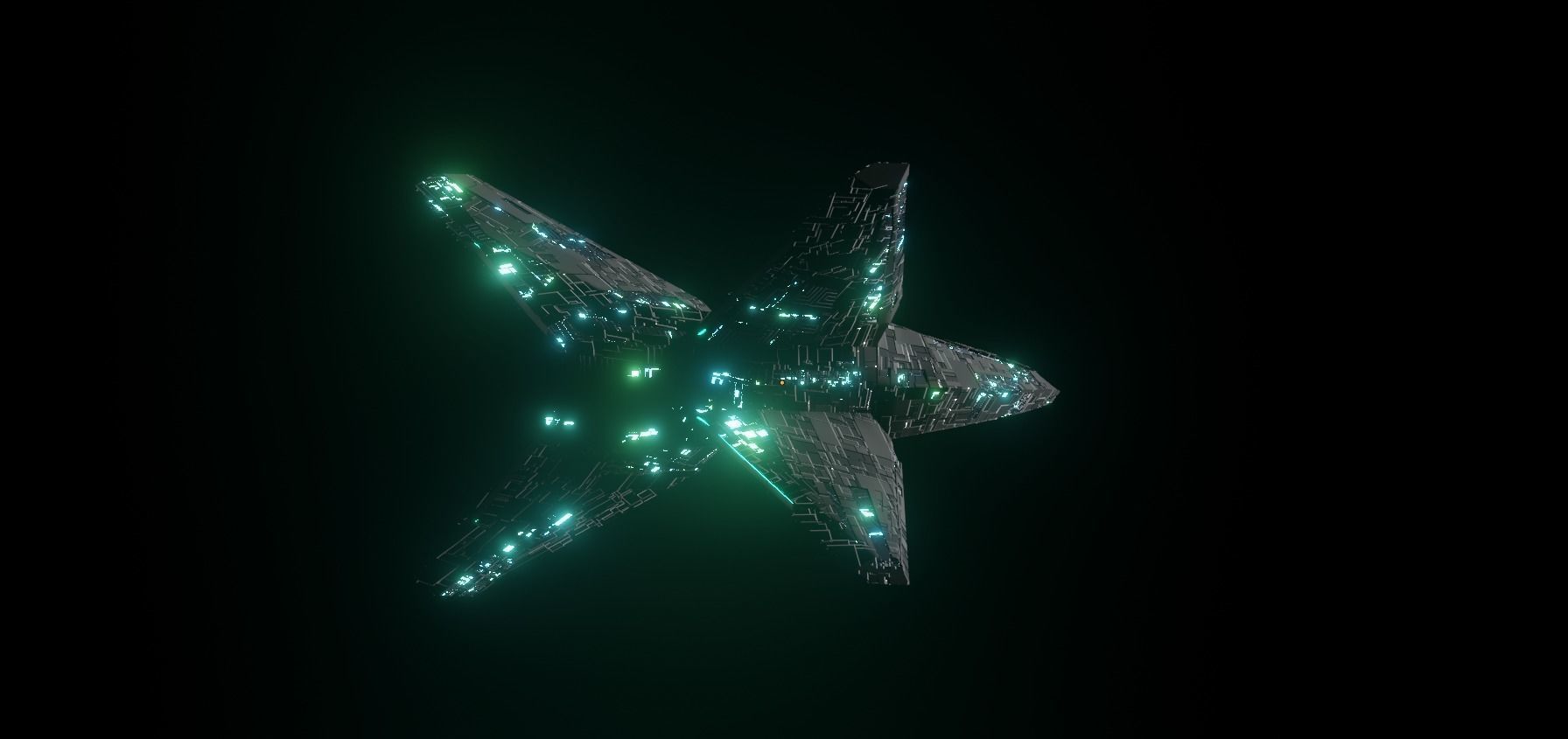 X spaceship  3D model_5