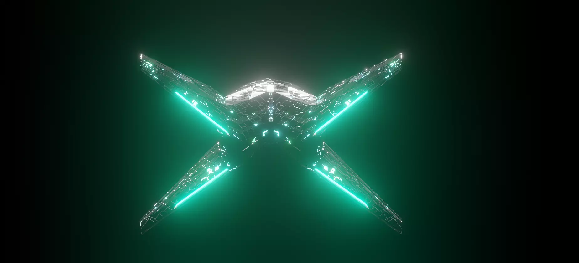X spaceship  3D model_0