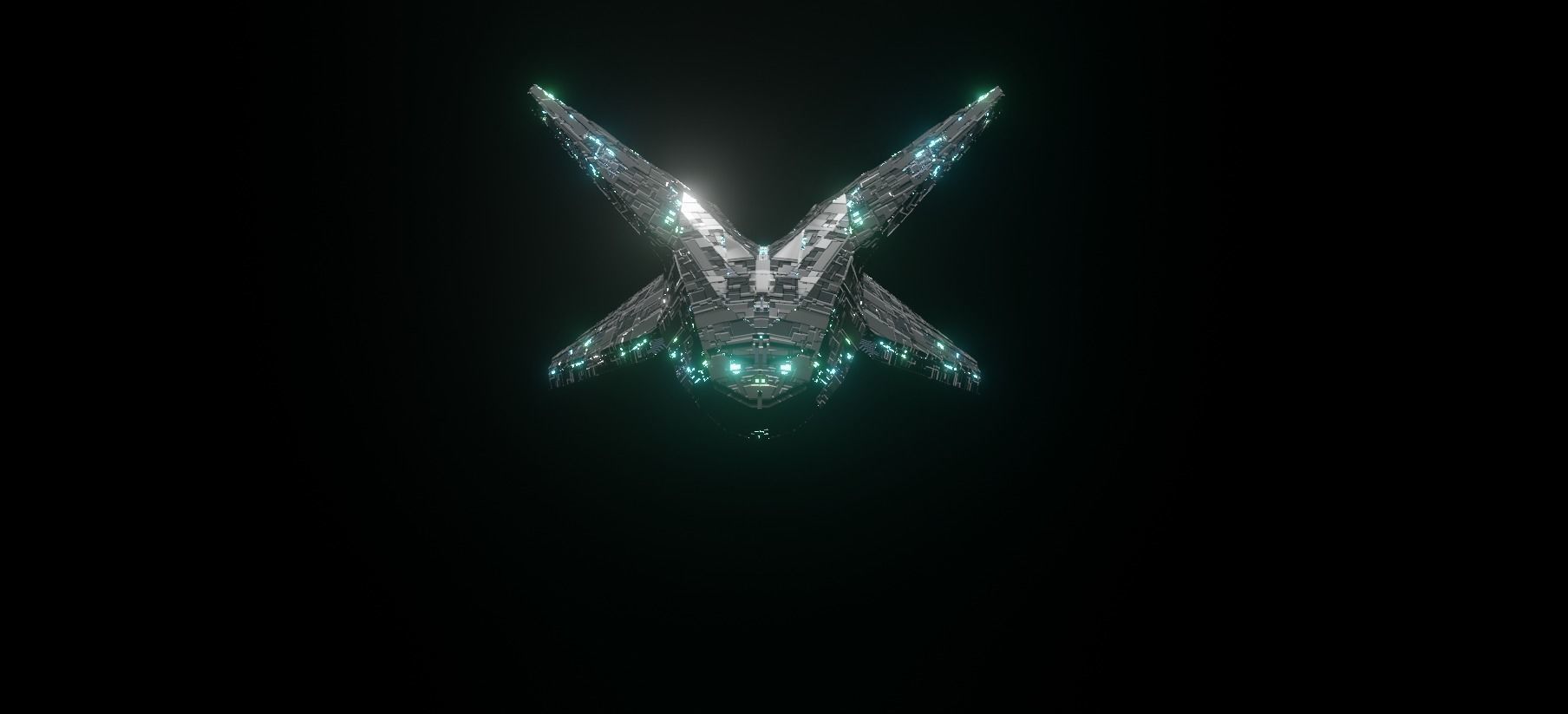 X spaceship  3D model_4