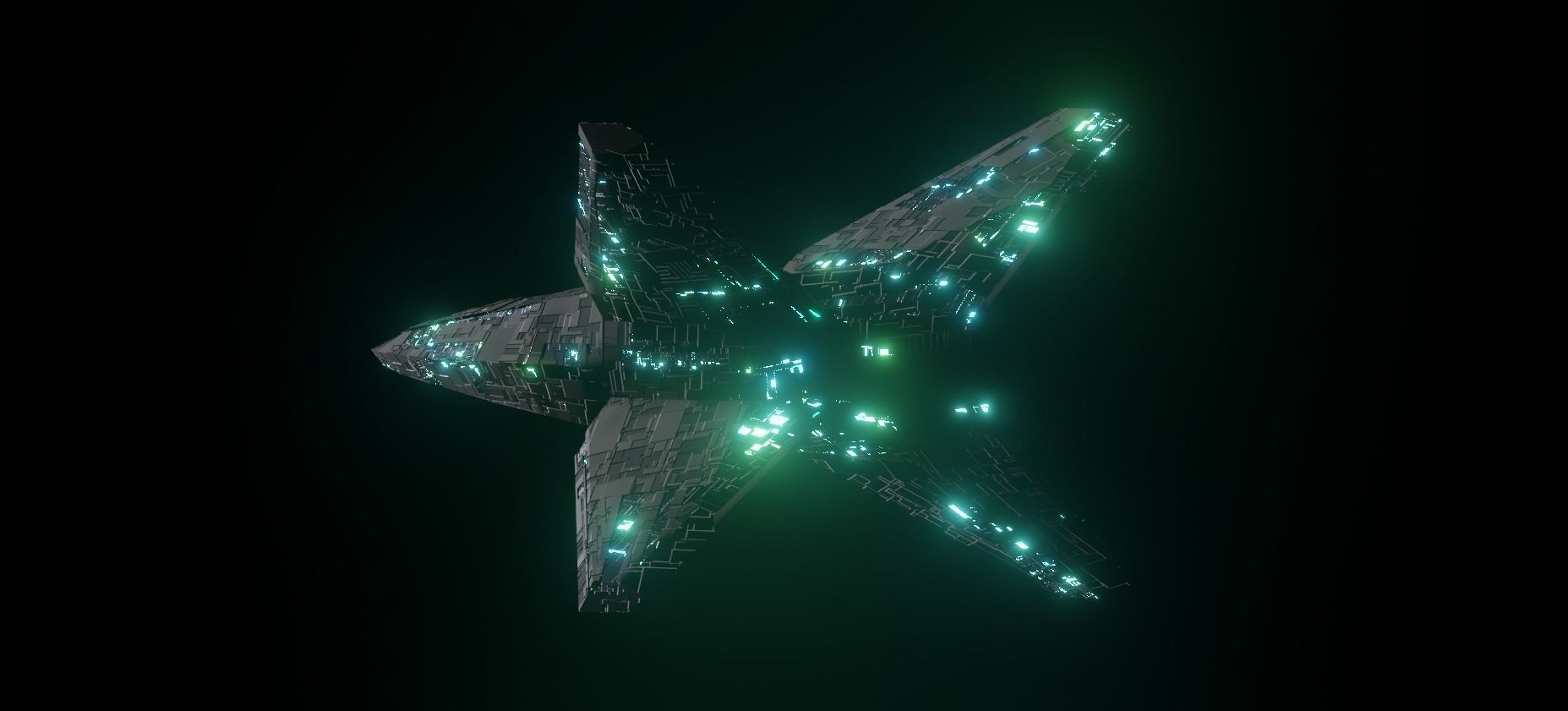 X spaceship  3D model_2