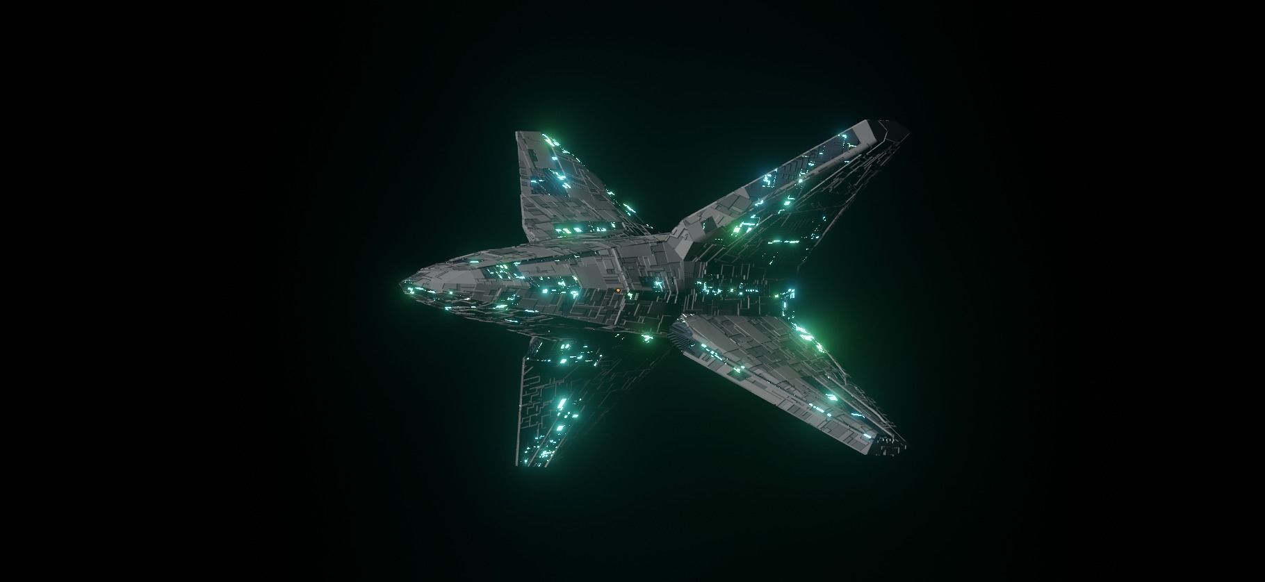 X spaceship  3D model_6