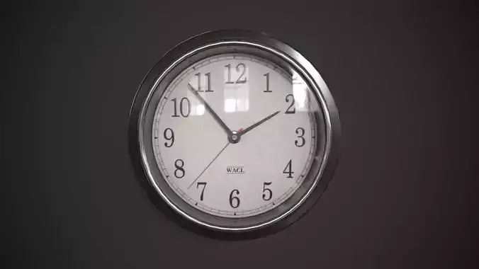 Wall clock 80s Low-poly 3D model