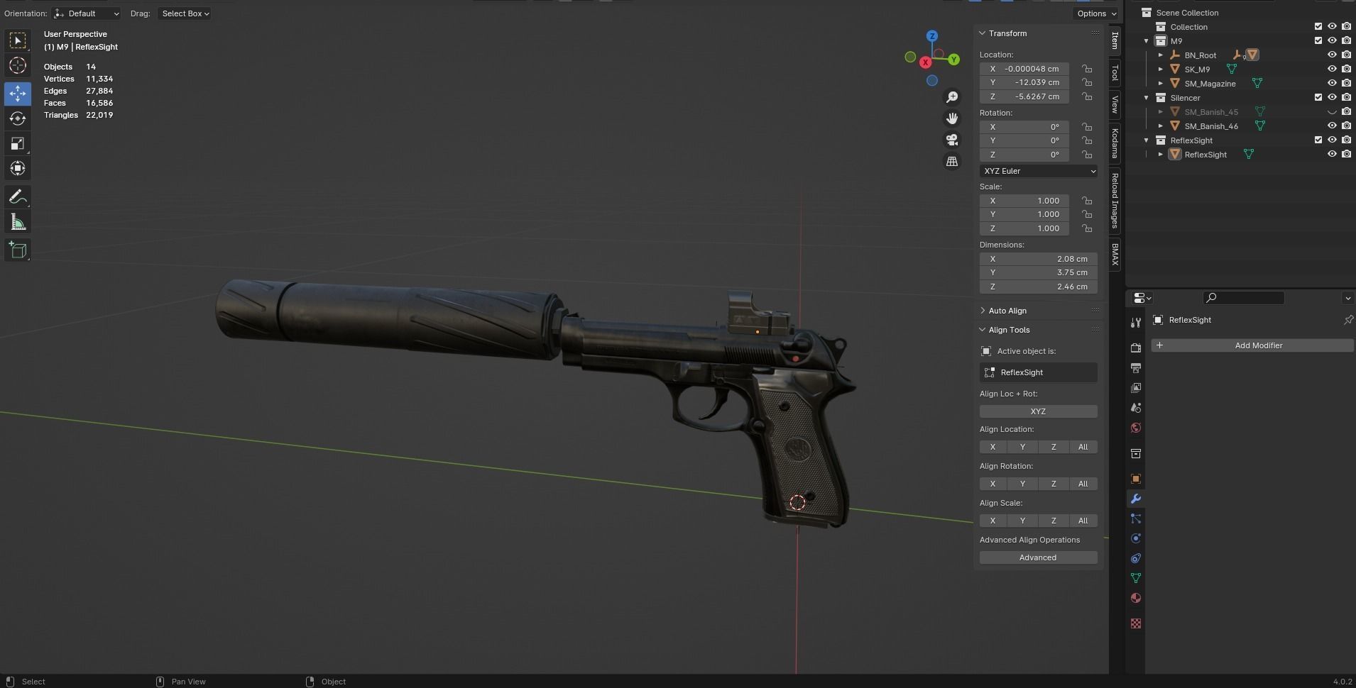 M9A1 With Silencer  Reddot Low-poly 3D model_17