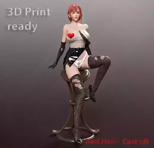 Red Hair 3D print model - Sweetie girl 3D print model - Cast off 3D print model