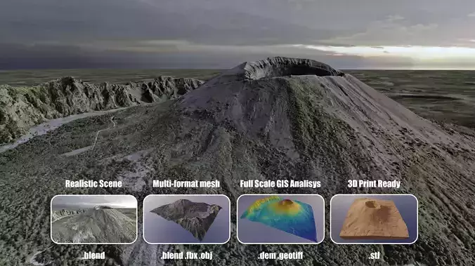 Mount Vesuvius Multipurpose Terrain Model 3D model
