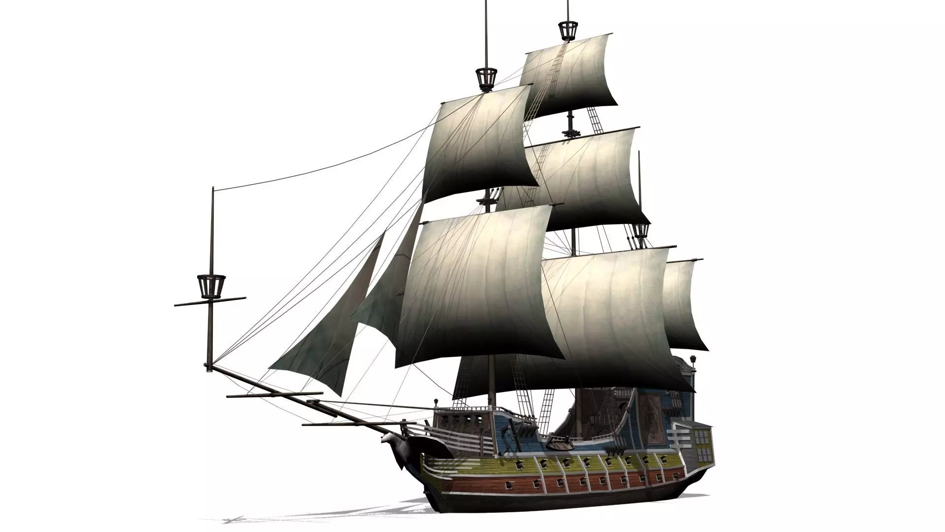 Galleon Low-poly 3D model_0