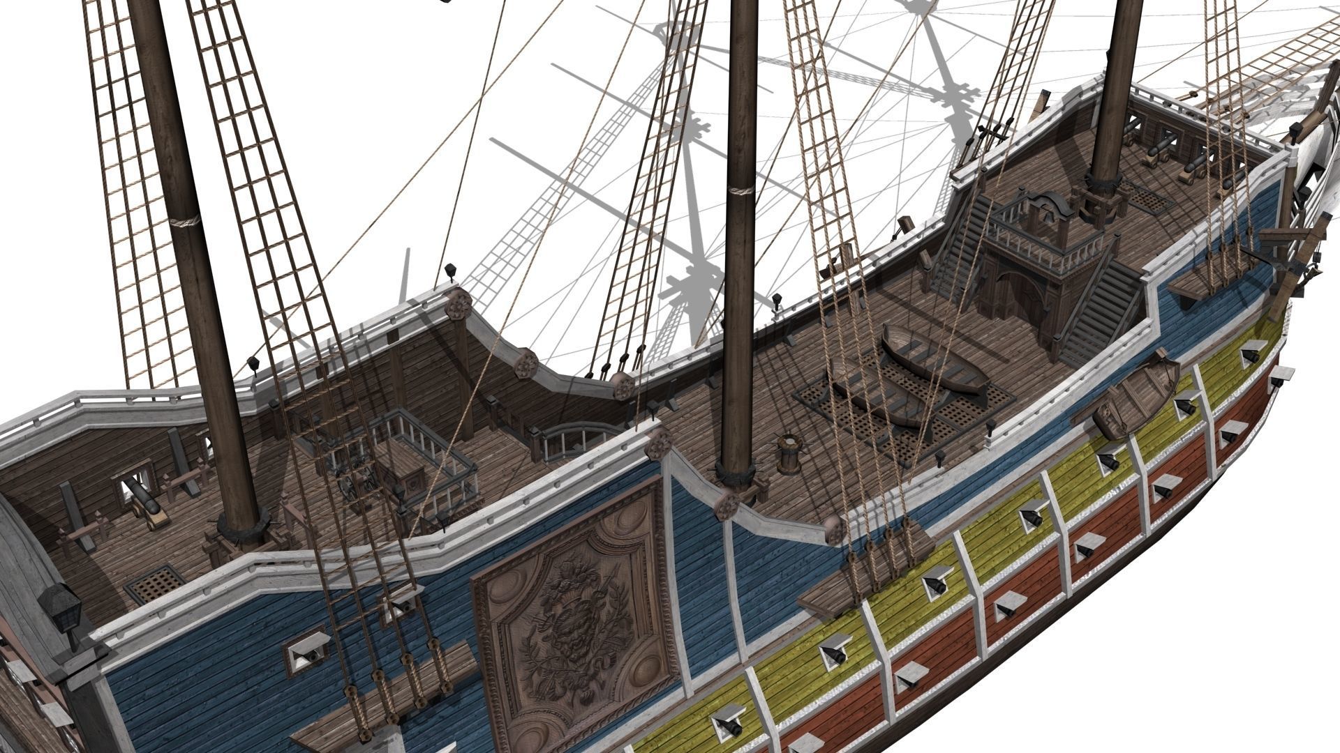 Galleon Low-poly 3D model_8