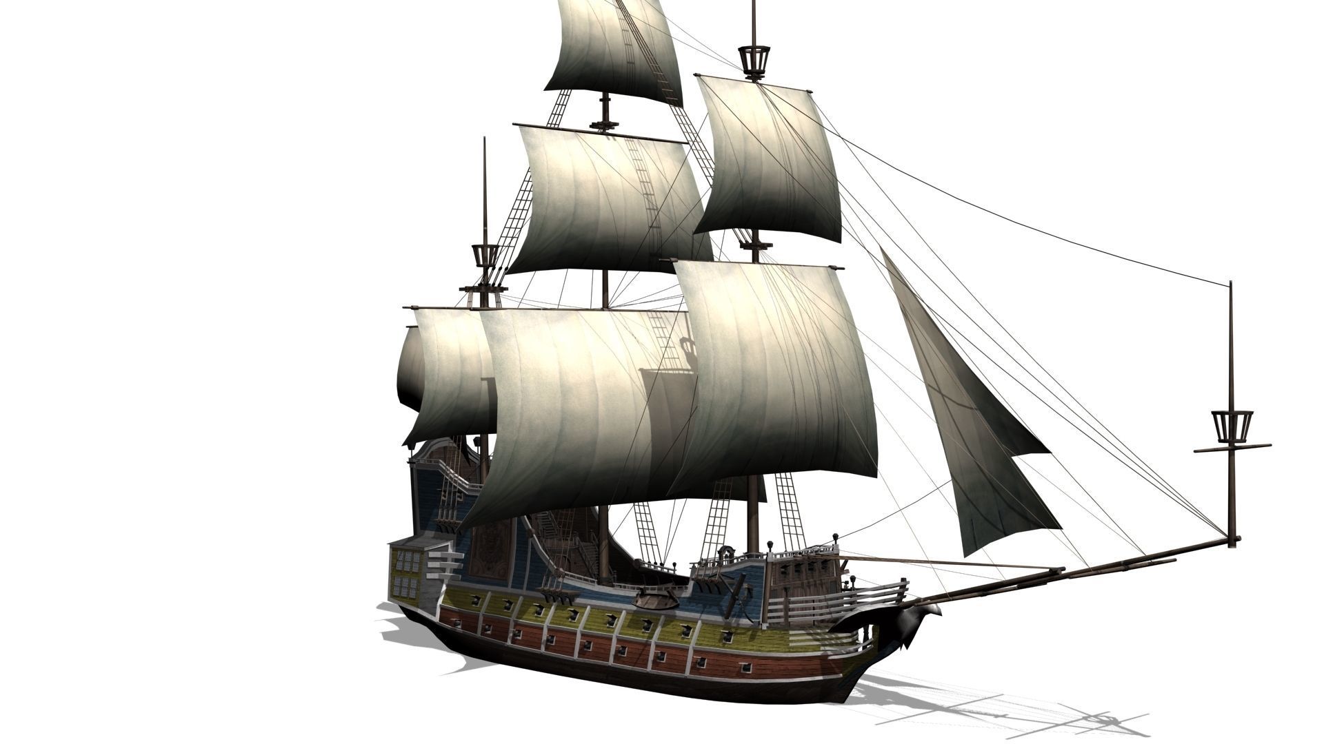 Galleon Low-poly 3D model_6