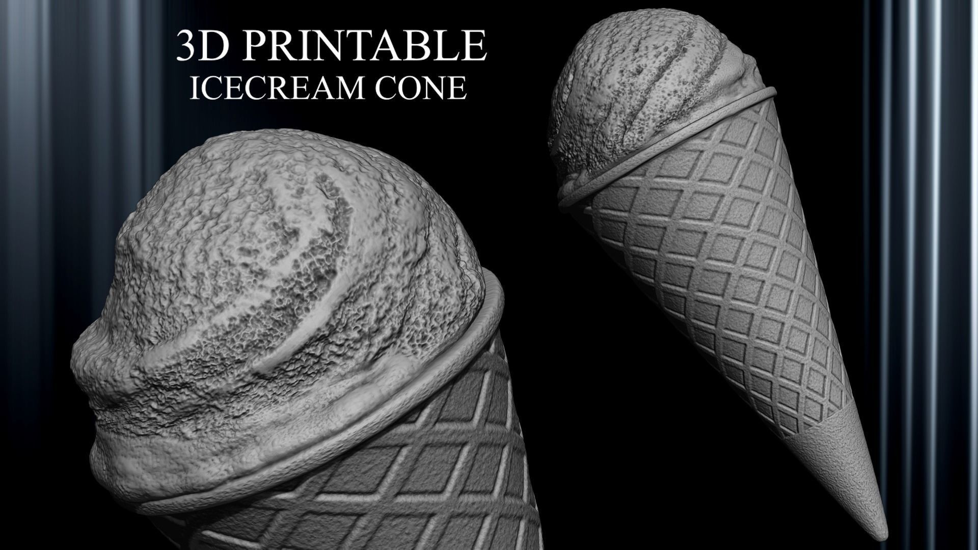 3D PRINTABLE ICE CREAM CUP AND CONE 3D print model_2