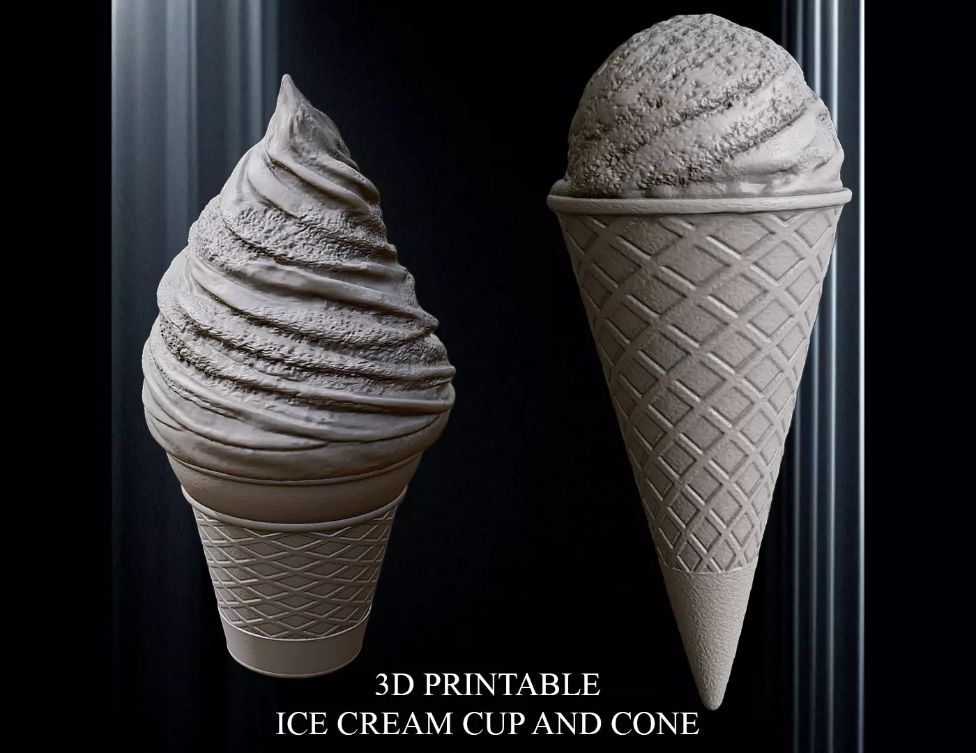 3D PRINTABLE ICE CREAM CUP AND CONE 3D print model_0
