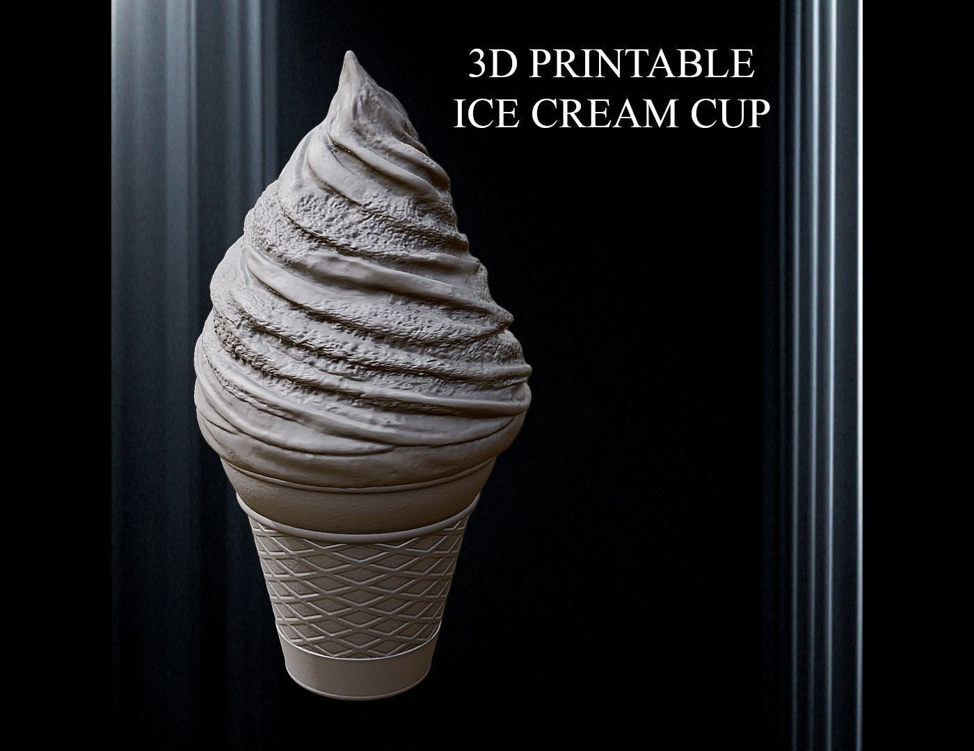 3D PRINTABLE ICE CREAM CUP AND CONE 3D print model_3