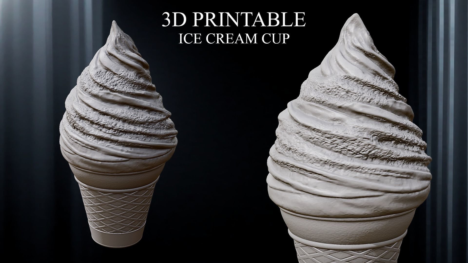 3D PRINTABLE ICE CREAM CUP AND CONE 3D print model_1
