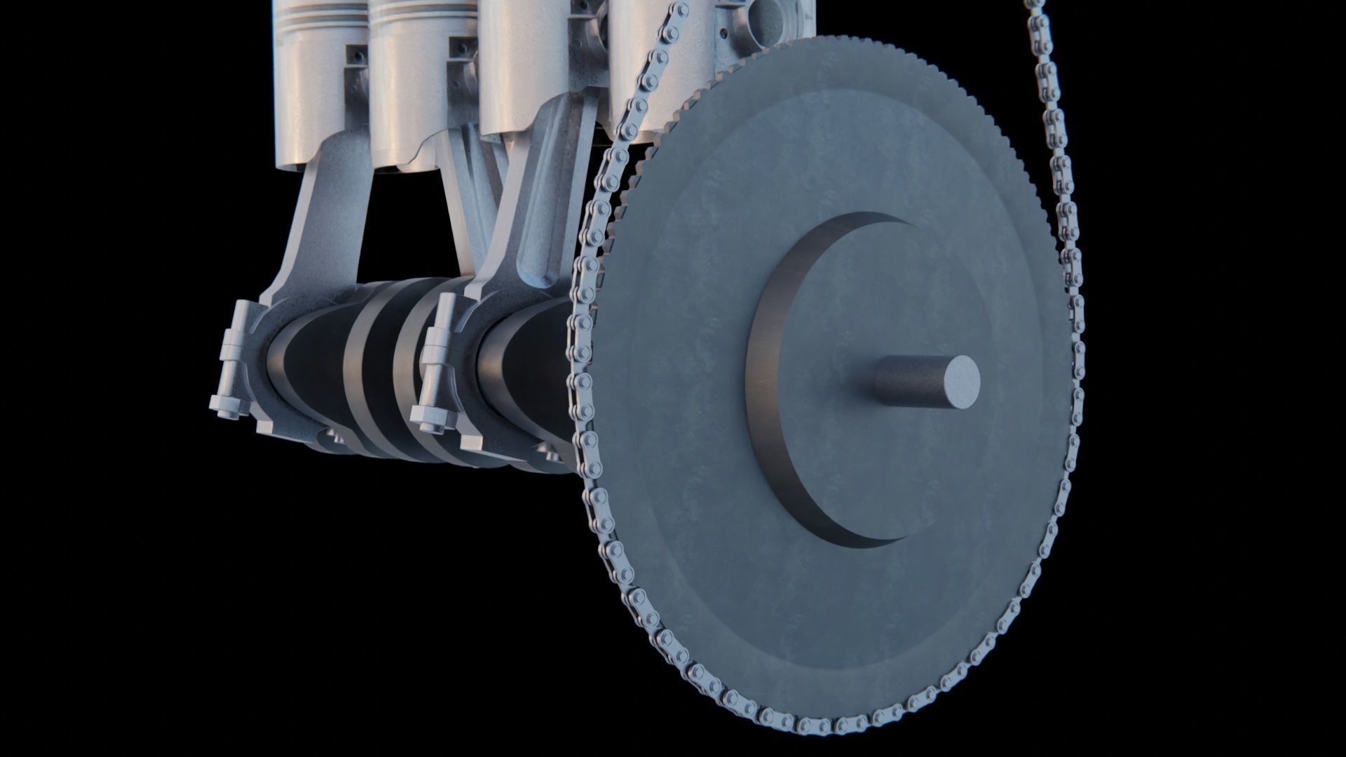 V4 Motor engine VAZ 2105 animated 3D model_7