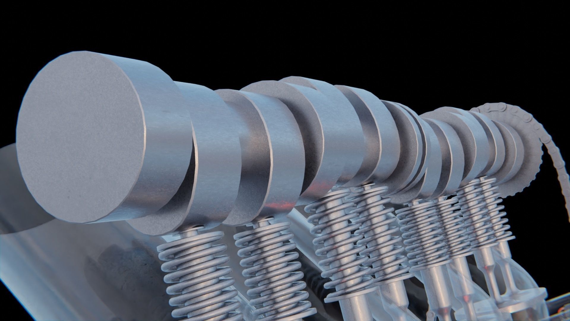 V4 Motor engine VAZ 2105 animated 3D model_6