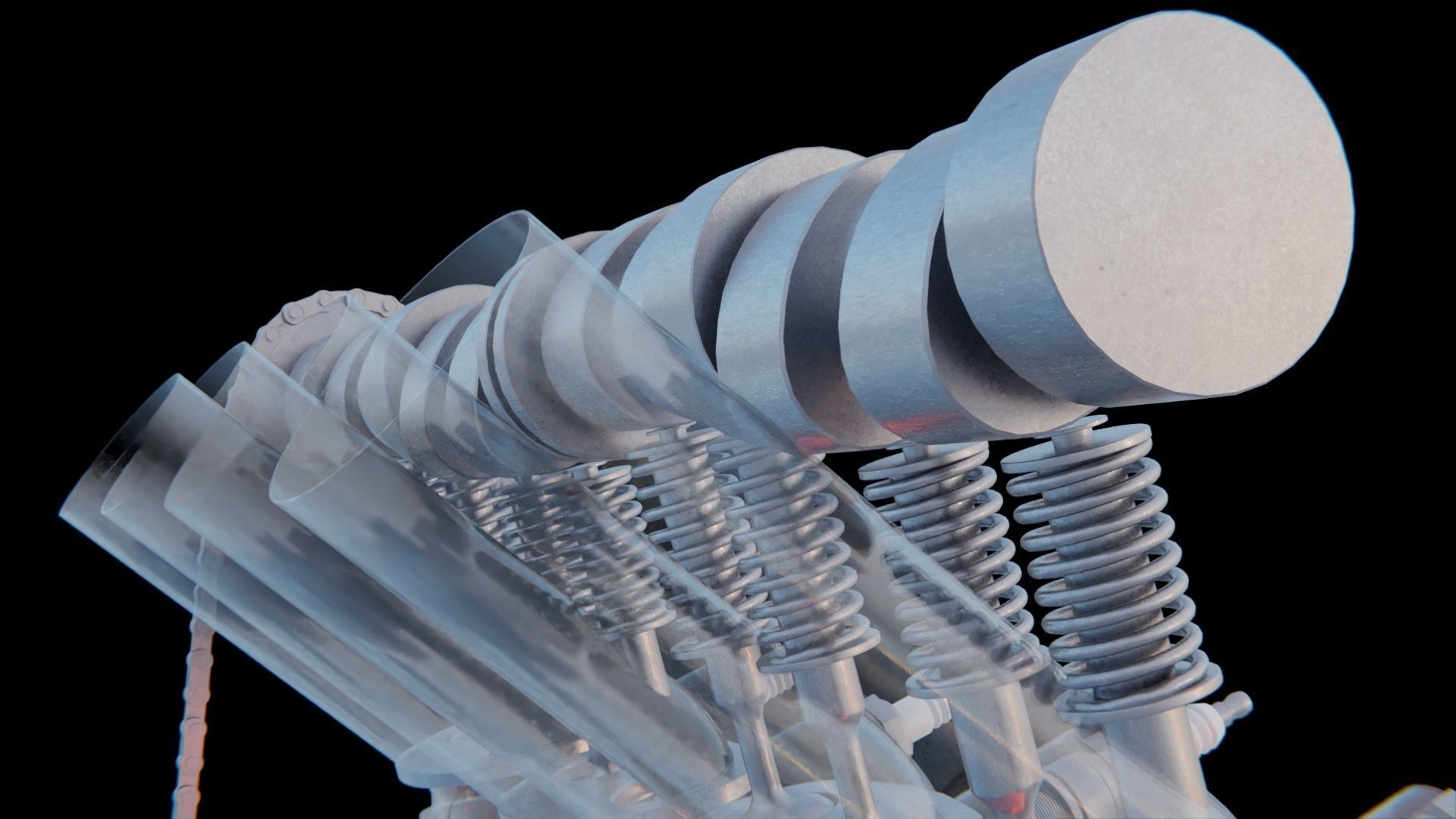 V4 Motor engine VAZ 2105 animated 3D model_10