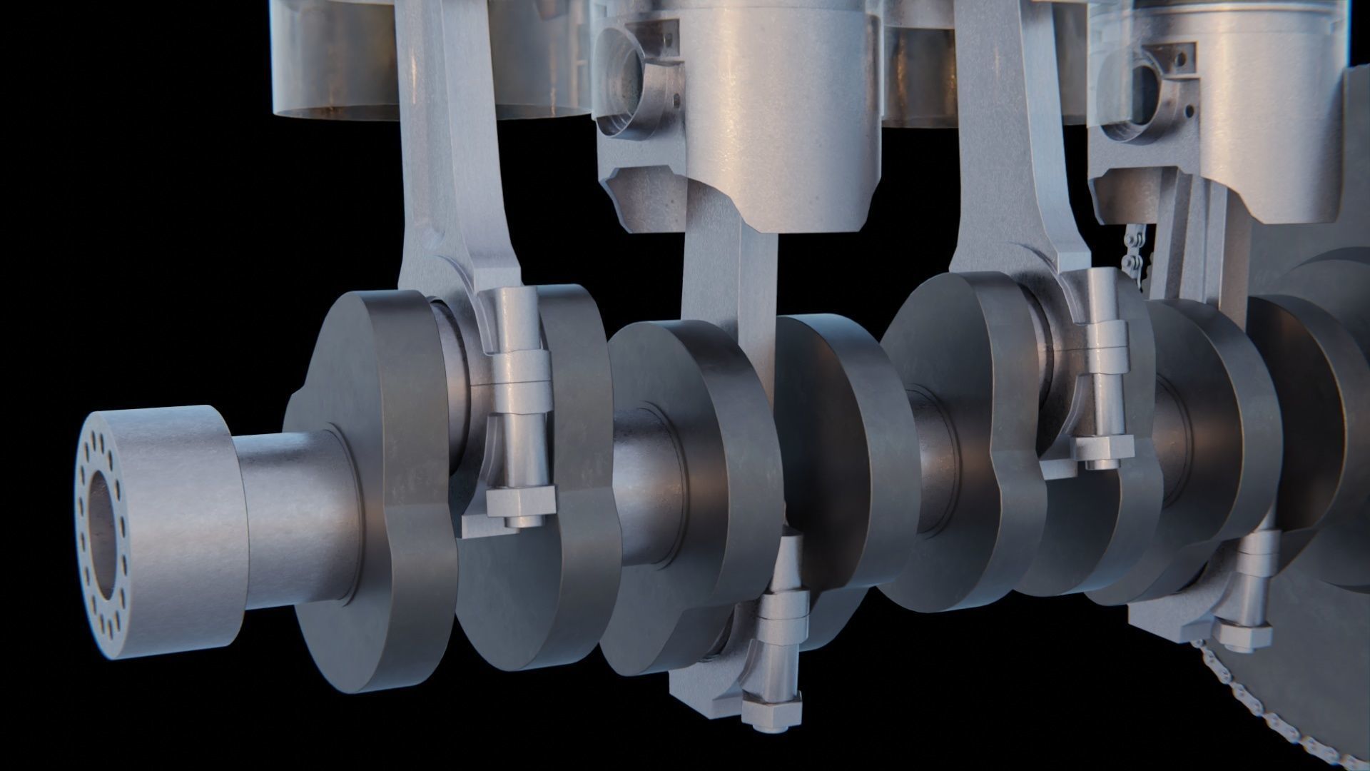 V4 Motor engine VAZ 2105 animated 3D model_2