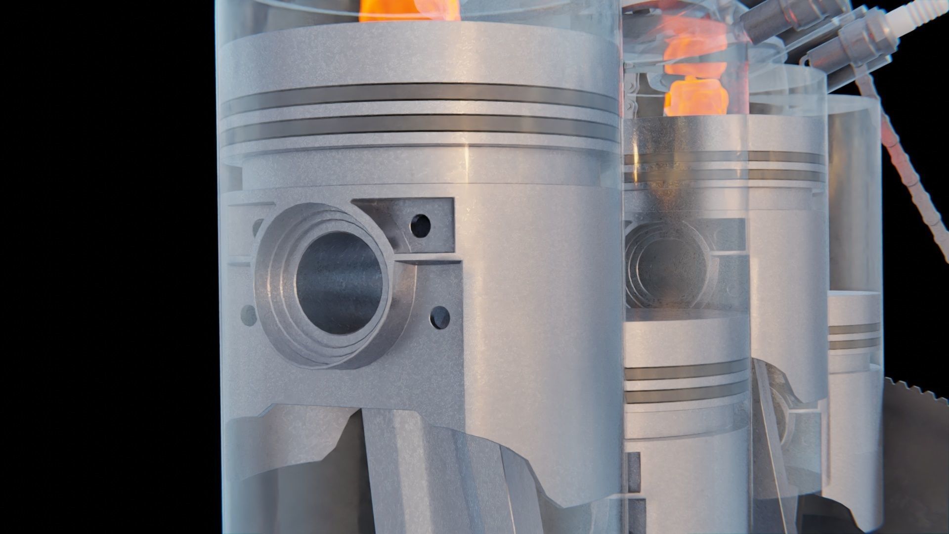 V4 Motor engine VAZ 2105 animated 3D model_3