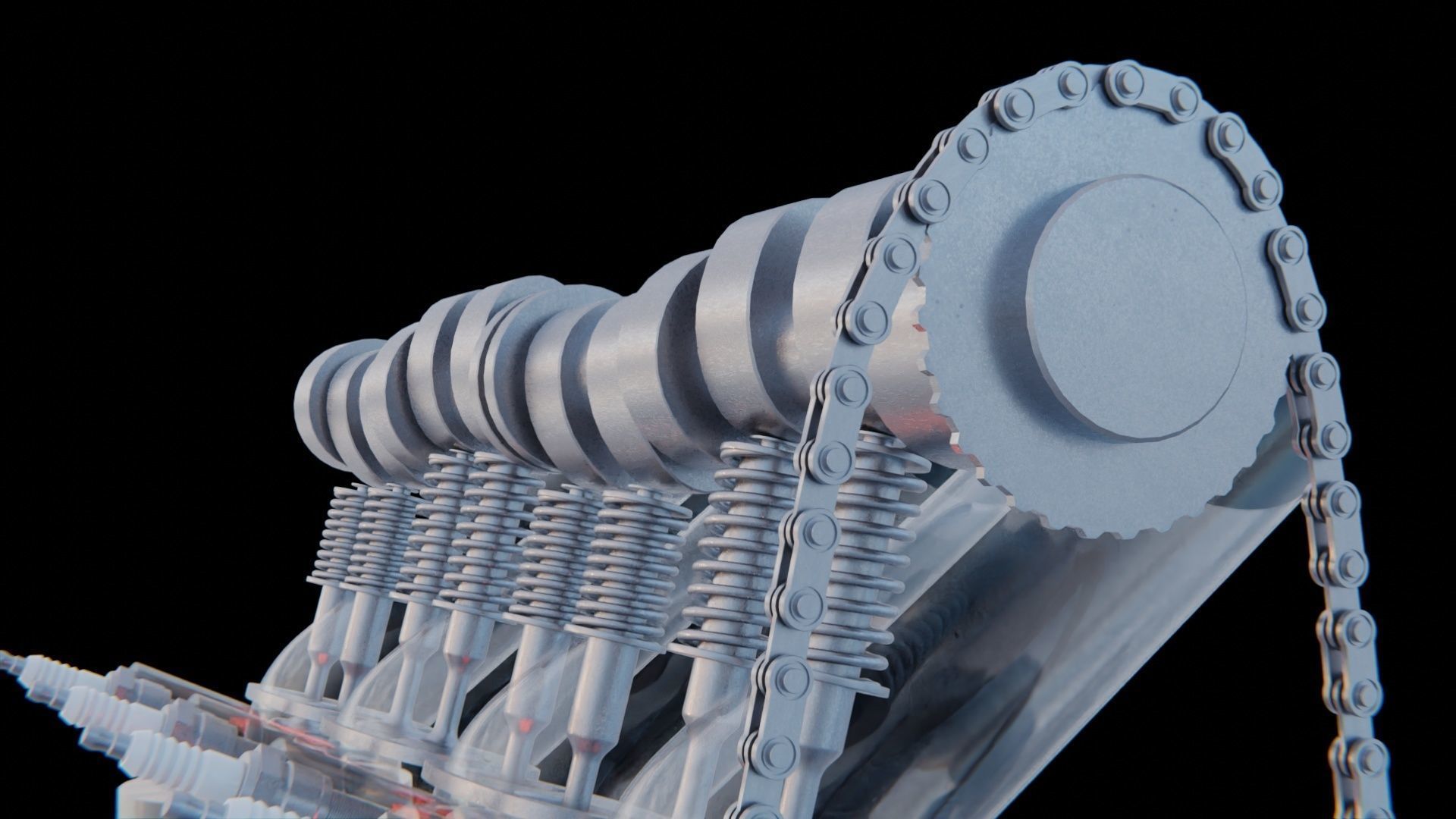 V4 Motor engine VAZ 2105 animated 3D model_8