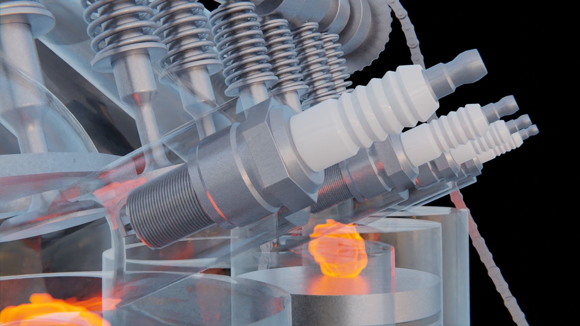 V4 Motor engine VAZ 2105 animated 3D model_4