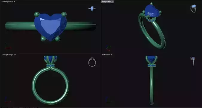 4 Prong Diamond Heart Engagement Ring 