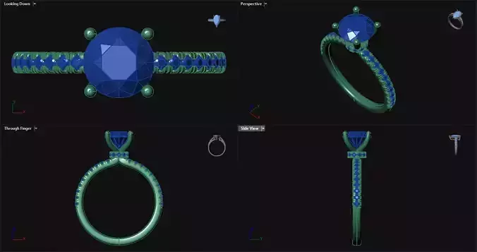 4 Prong Diamond Engagement Ring with sidestones