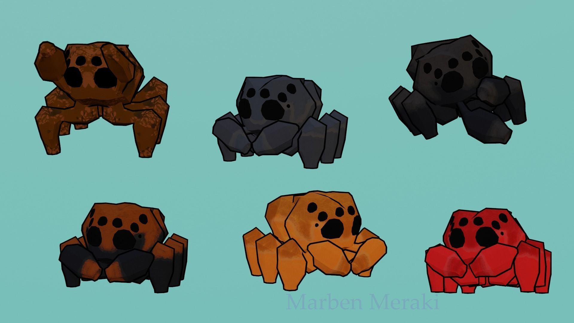 Low Poly Cartoon Cute Spider Low-poly 3D model_12