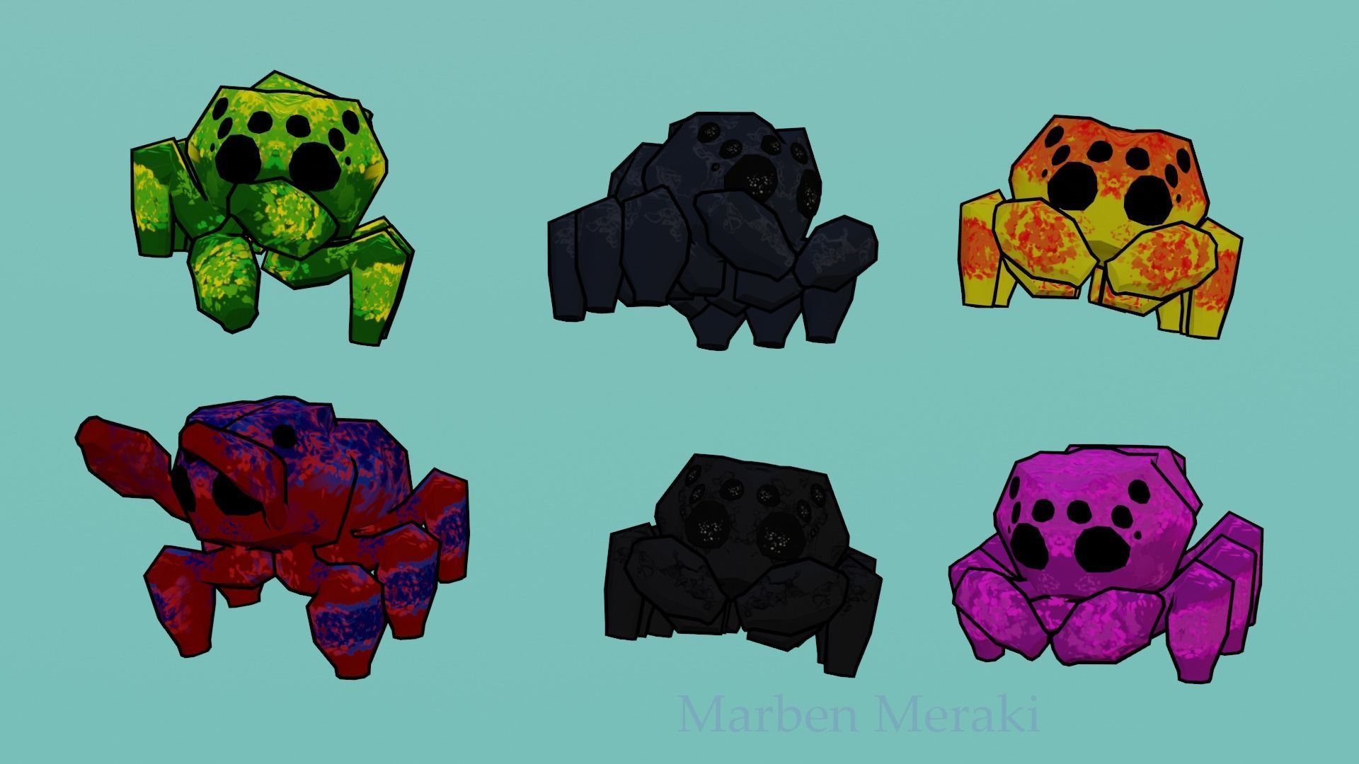 Low Poly Cartoon Cute Spider Low-poly 3D model_13