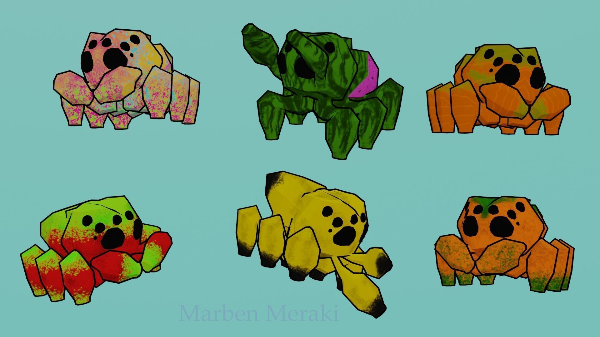 Low Poly Cartoon Cute Spider Low-poly 3D model_4