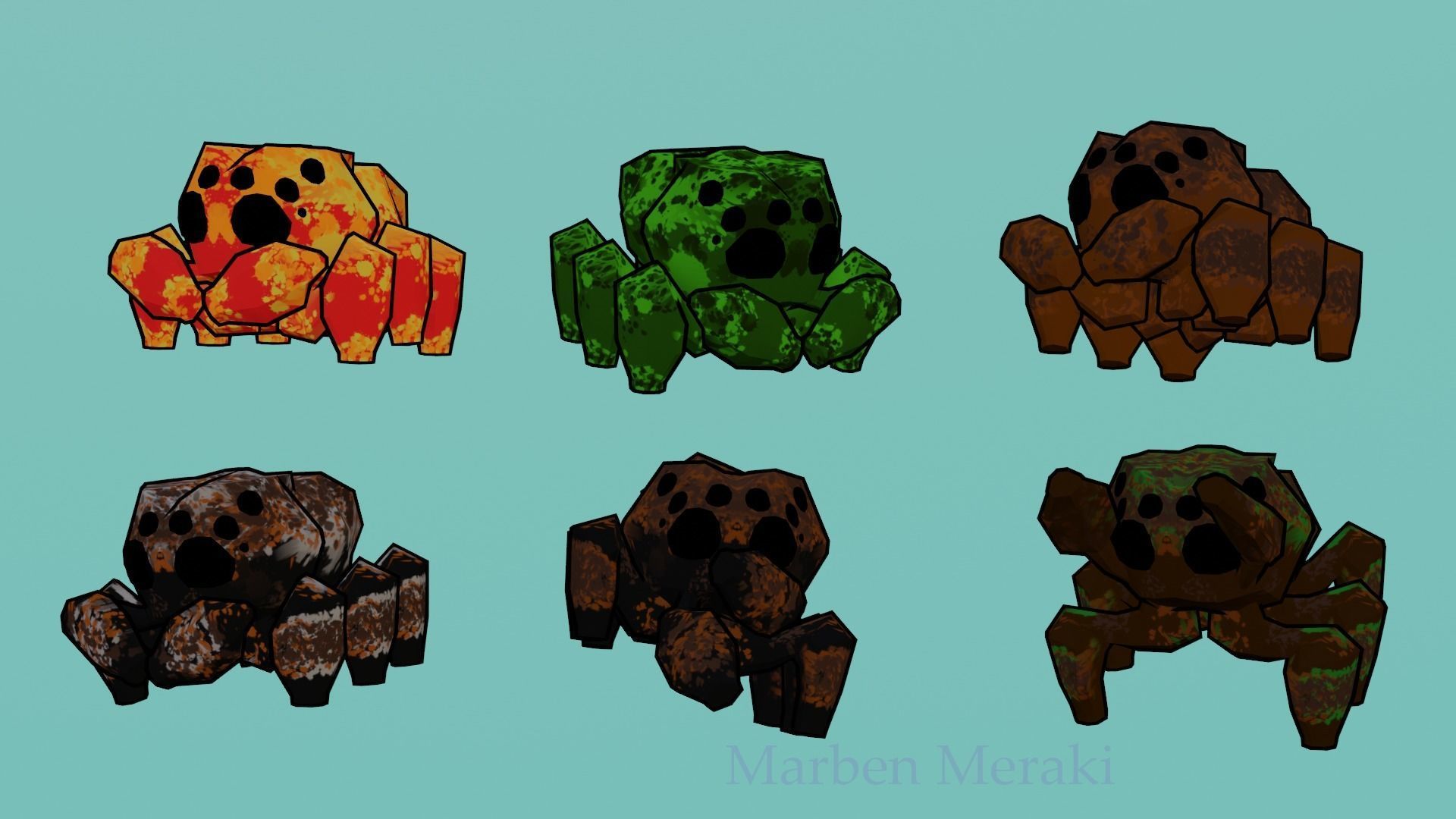 Low Poly Cartoon Cute Spider Low-poly 3D model_8