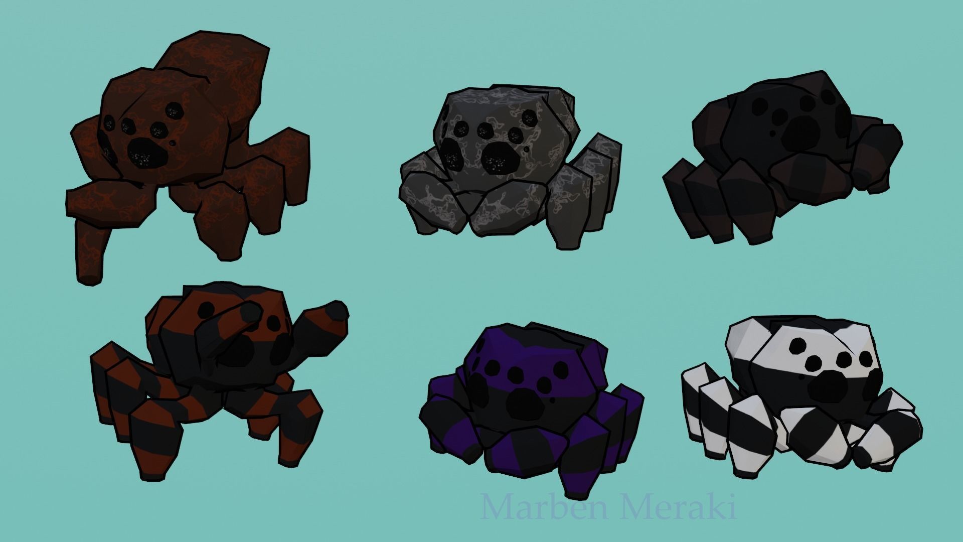 Low Poly Cartoon Cute Spider Low-poly 3D model_11