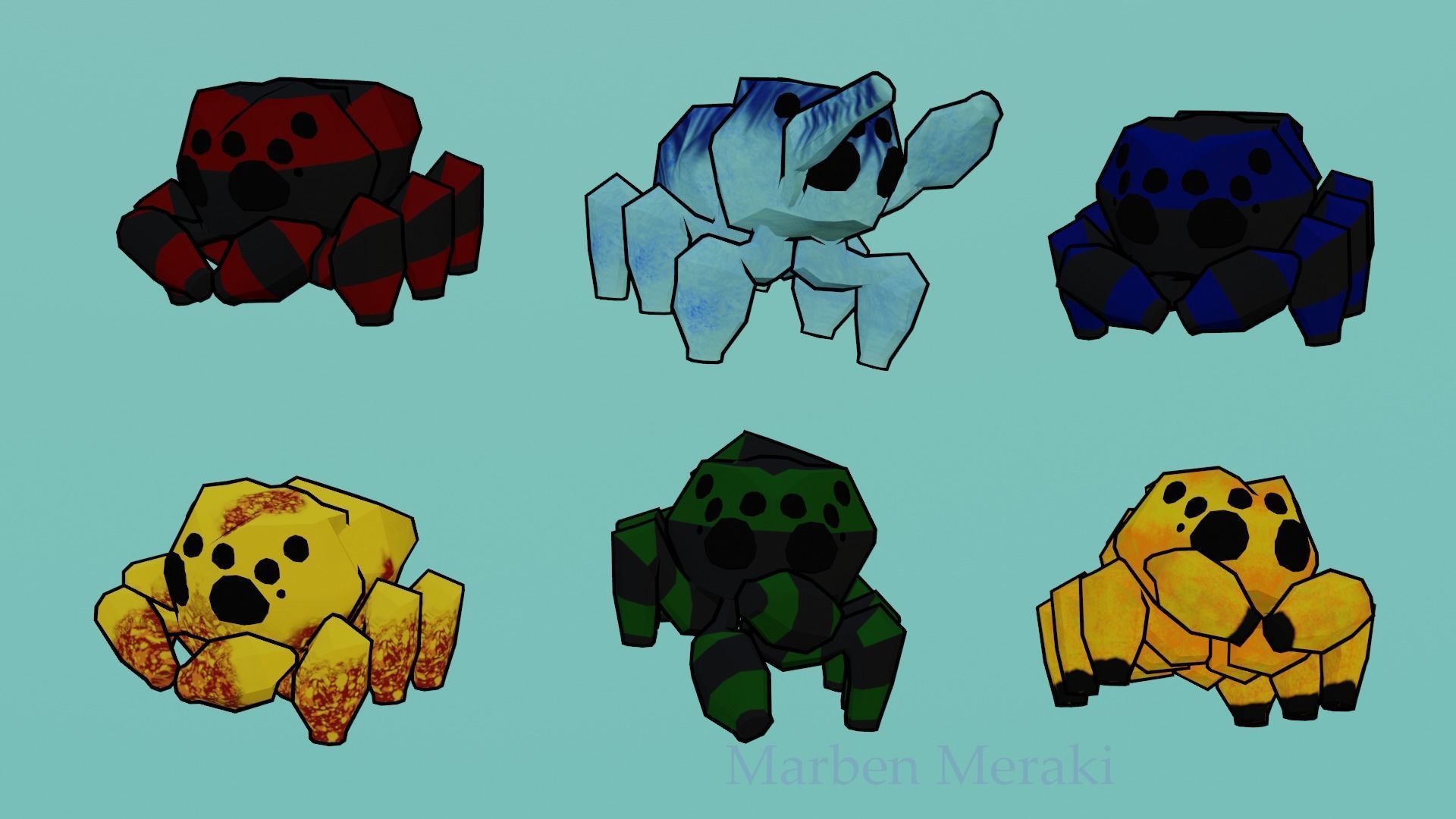 Low Poly Cartoon Cute Spider Low-poly 3D model_10