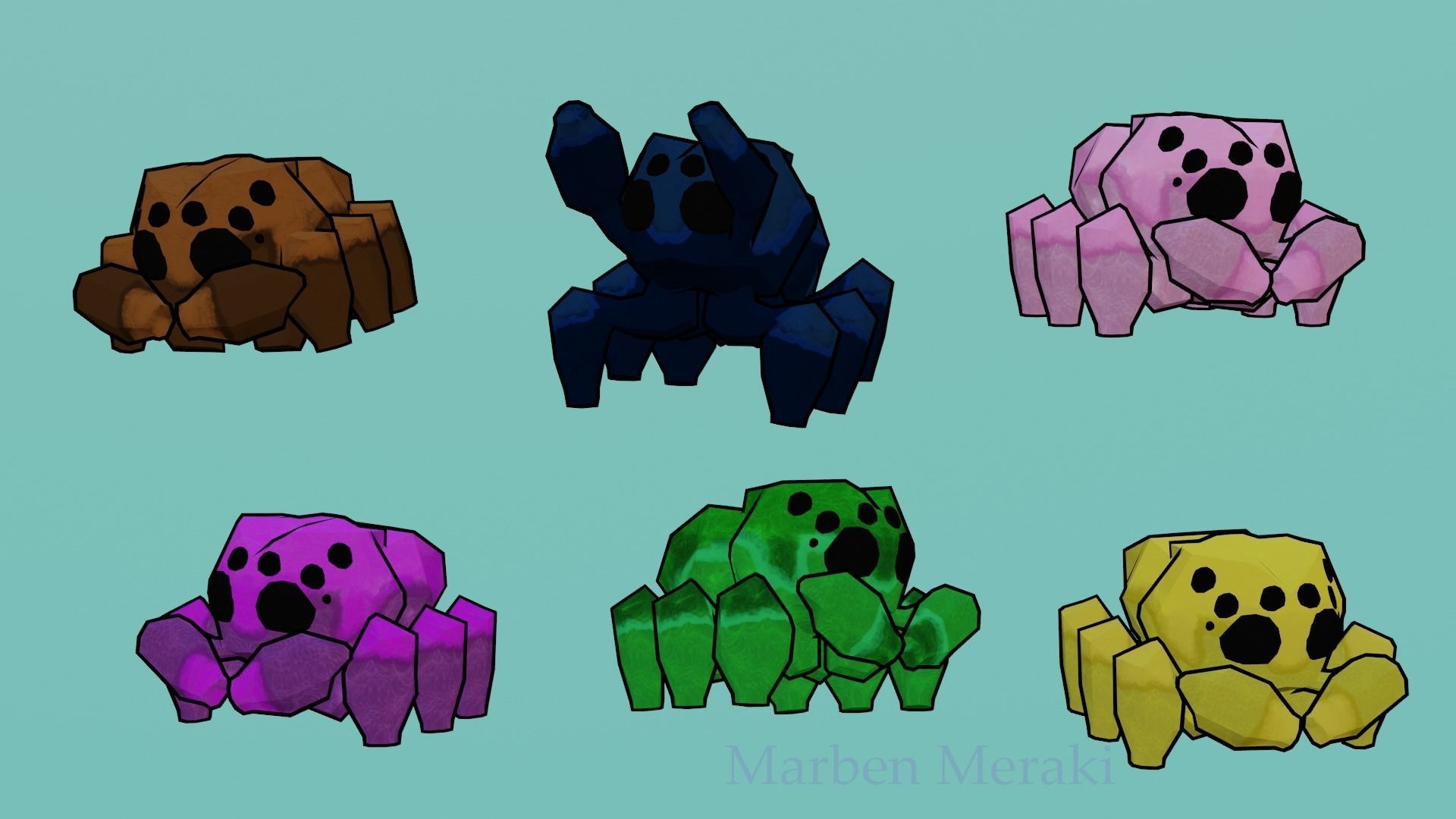 Low Poly Cartoon Cute Spider Low-poly 3D model_14