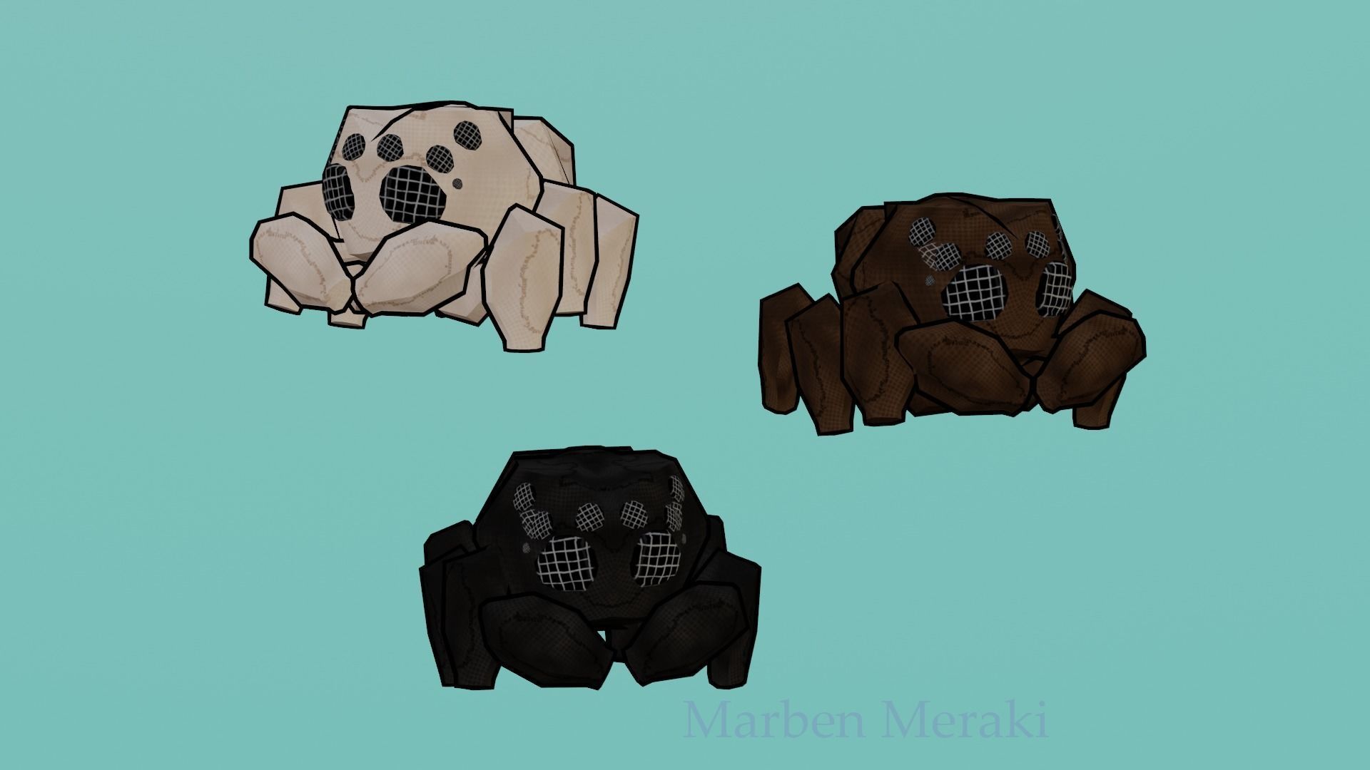 Low Poly Cartoon Cute Spider Low-poly 3D model_5