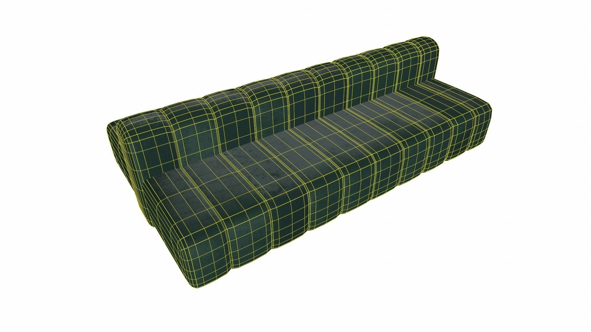 Minimalist Double Side Velvet Modular Sofa Low-poly 3D model_7