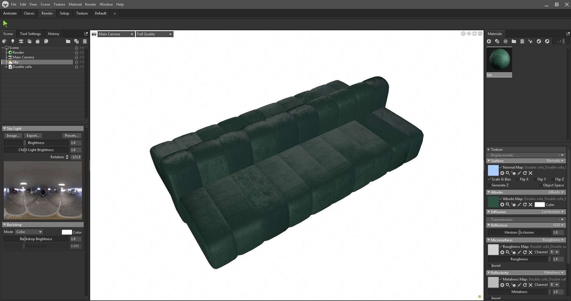 Minimalist Double Side Velvet Modular Sofa Low-poly 3D model_26