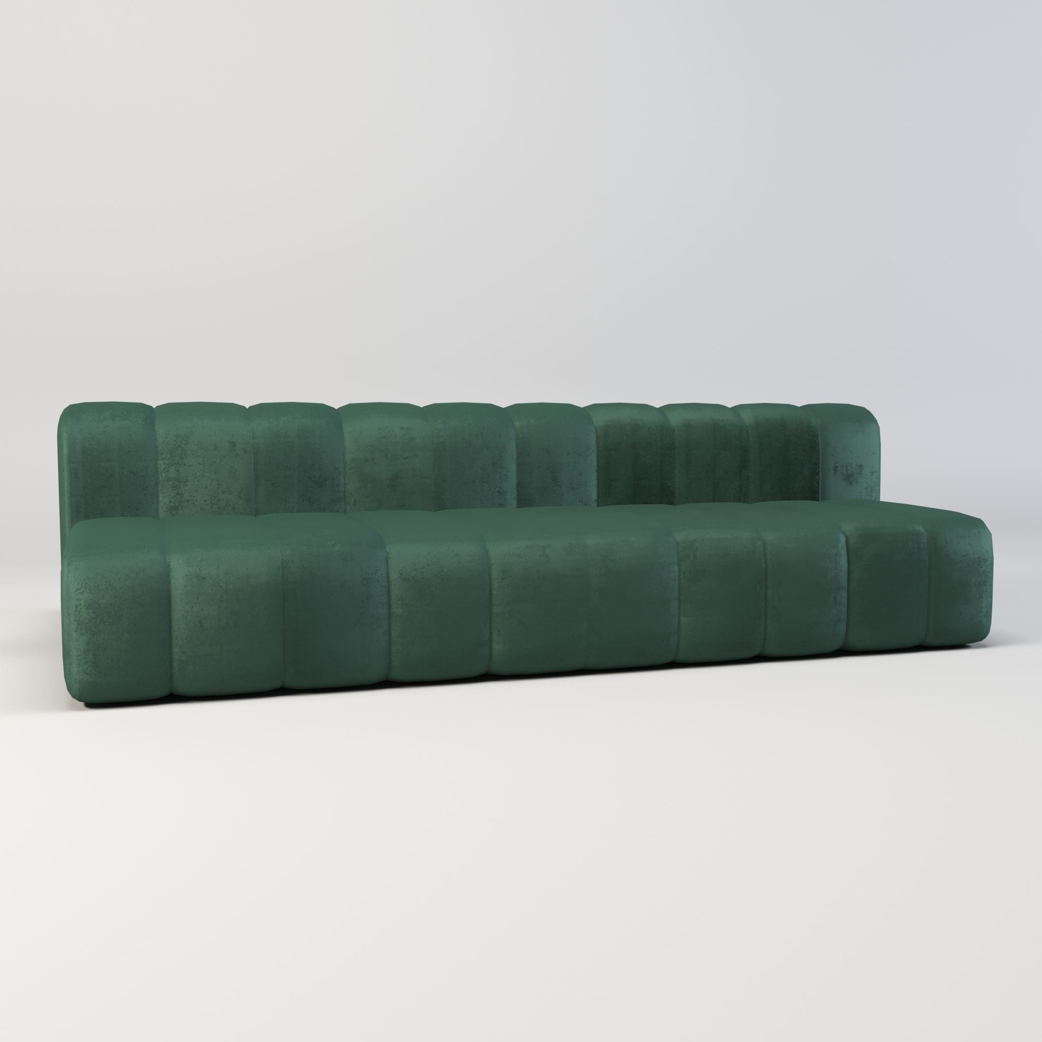 Minimalist Double Side Velvet Modular Sofa Low-poly 3D model_2