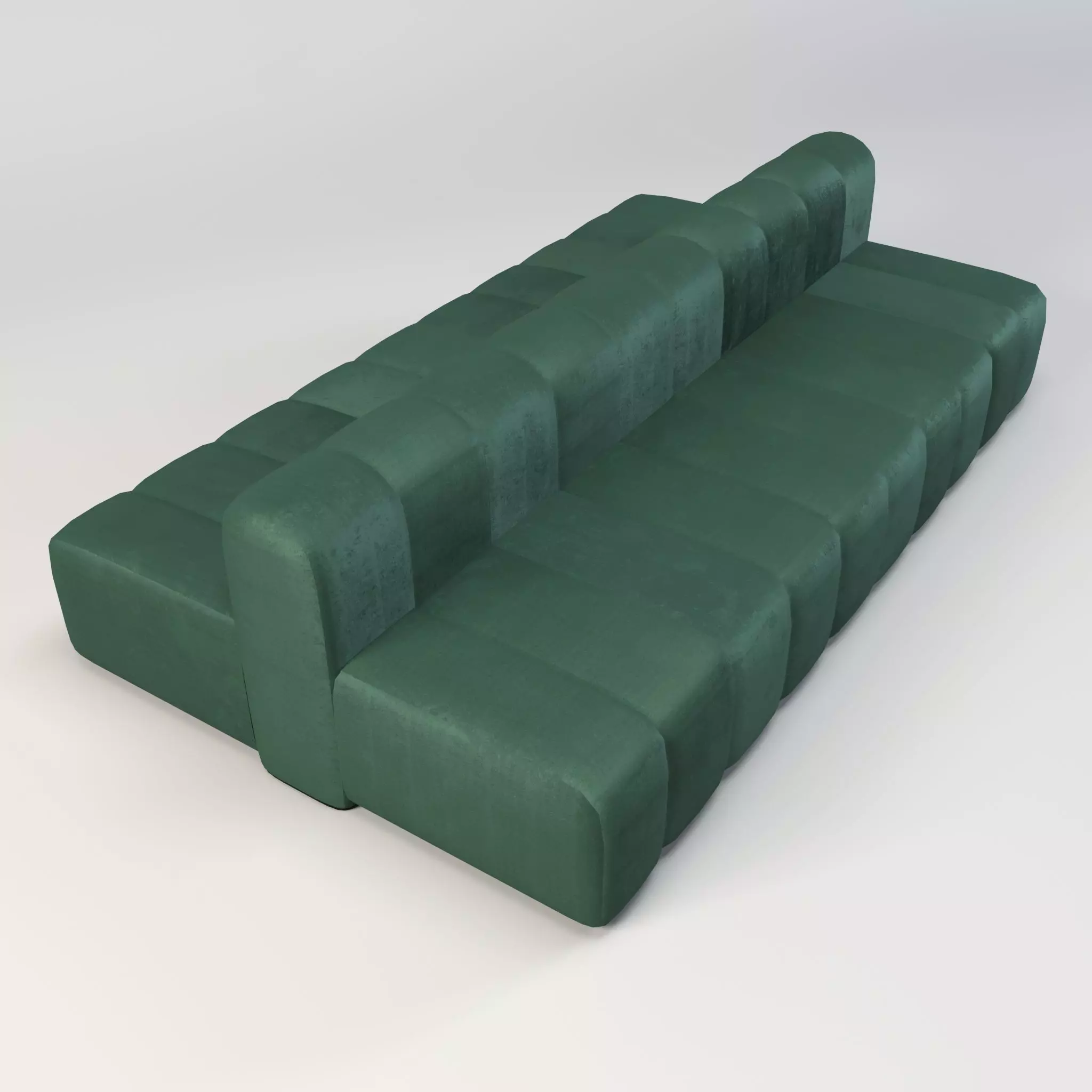 Minimalist Double Side Velvet Modular Sofa Low-poly 3D model_0