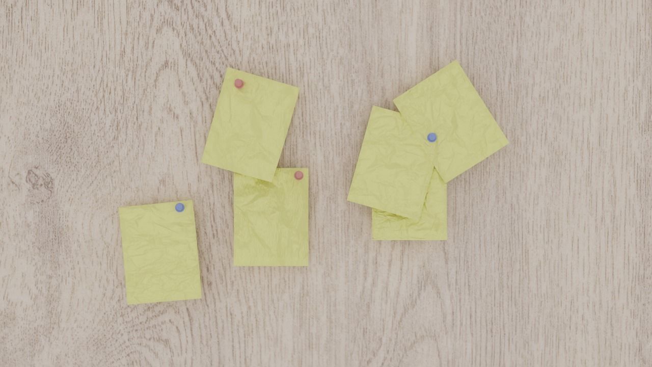 Post-it notes on the wall Stickers 3D model_2