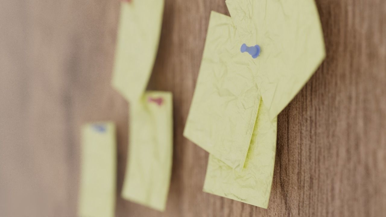 Post-it notes on the wall Stickers 3D model_1