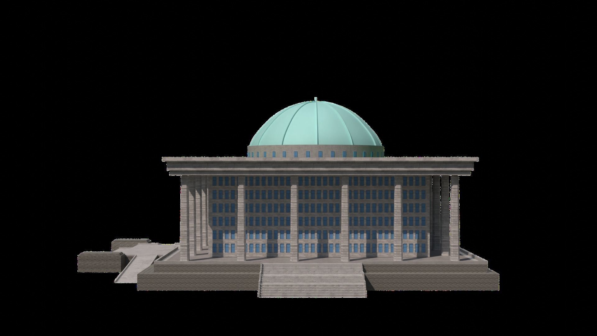 KOREA ASSEMBLY BUILDING Low-poly 3D model_3