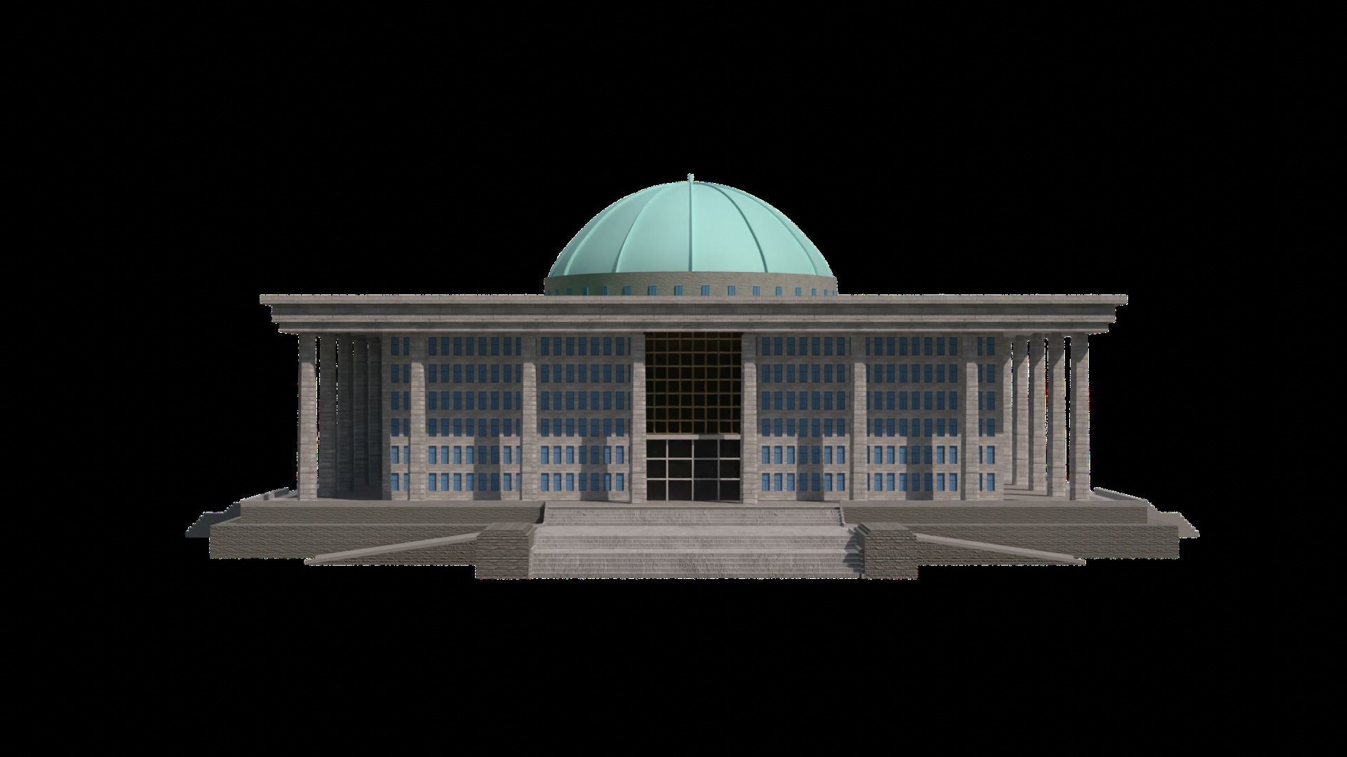 KOREA ASSEMBLY BUILDING Low-poly 3D model_2