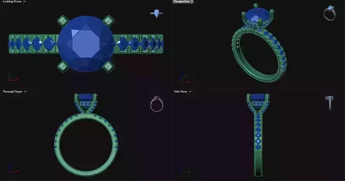 Diamond Round Engagement Ring with accent stones 