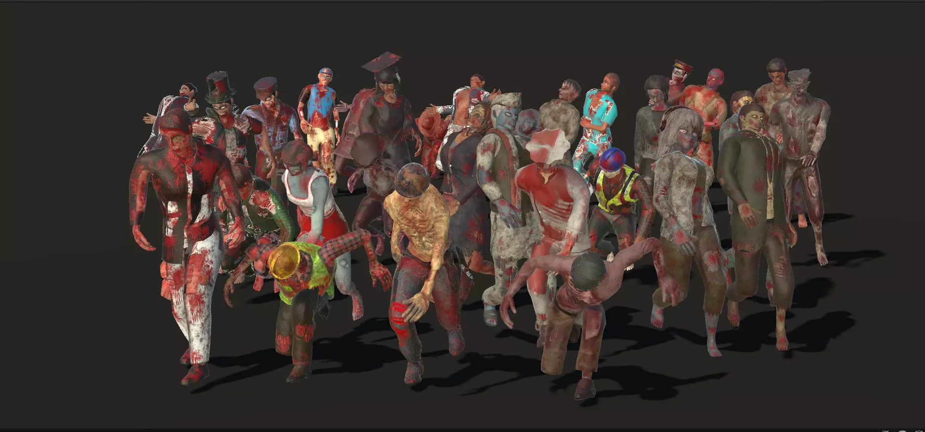 Zombies Collections- Animations Low-poly 3D model