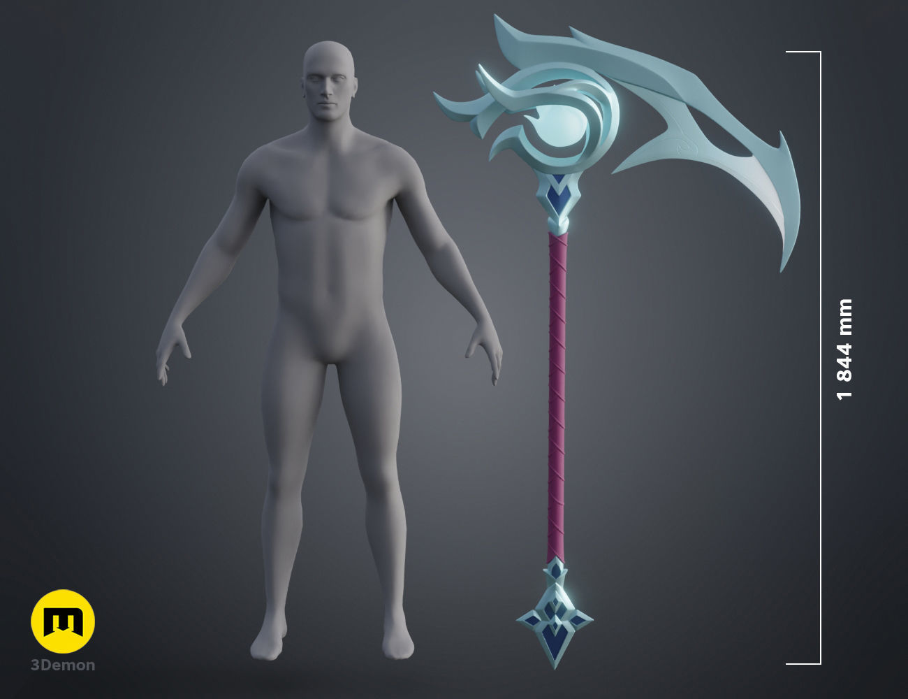 Snow Moon Kayn Scythe - League of Legends 3D print model_3