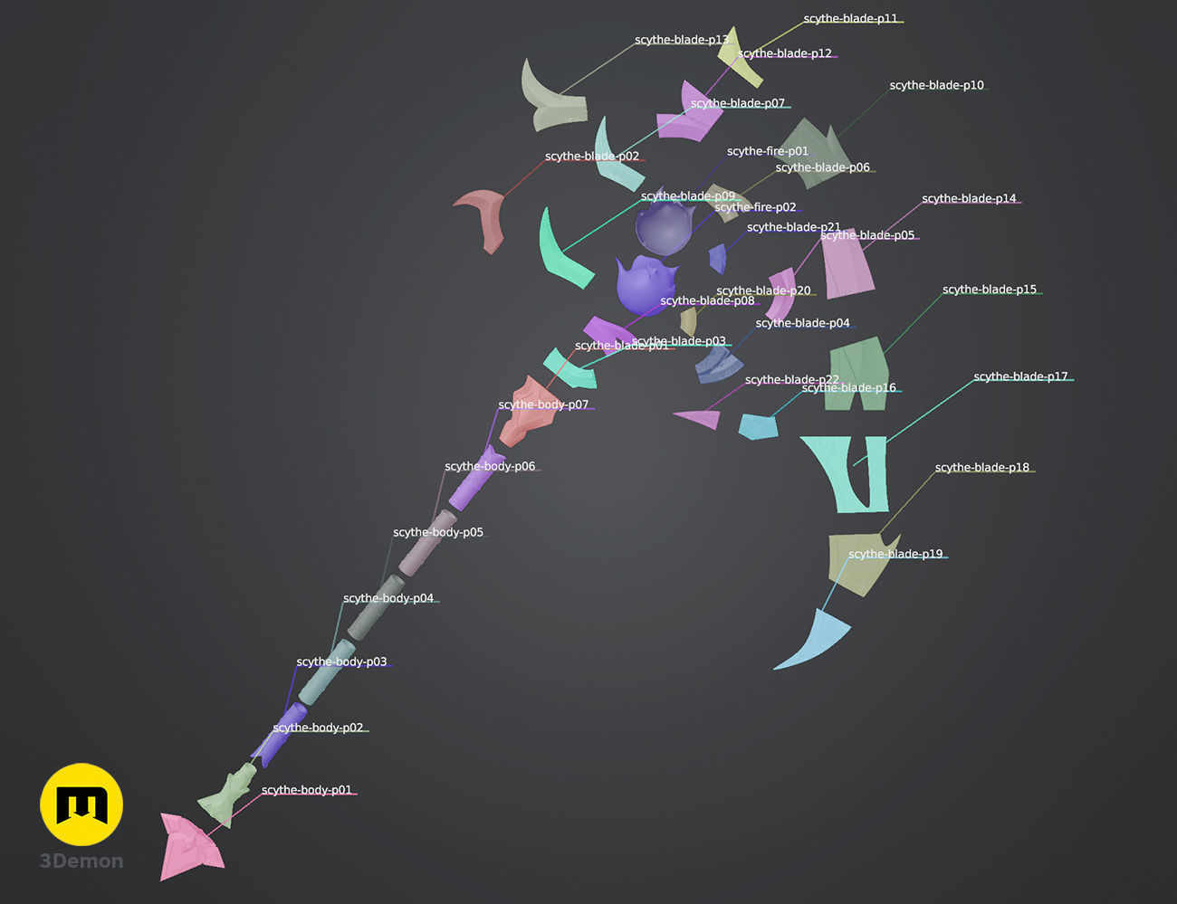 Snow Moon Kayn Scythe - League of Legends 3D print model_4