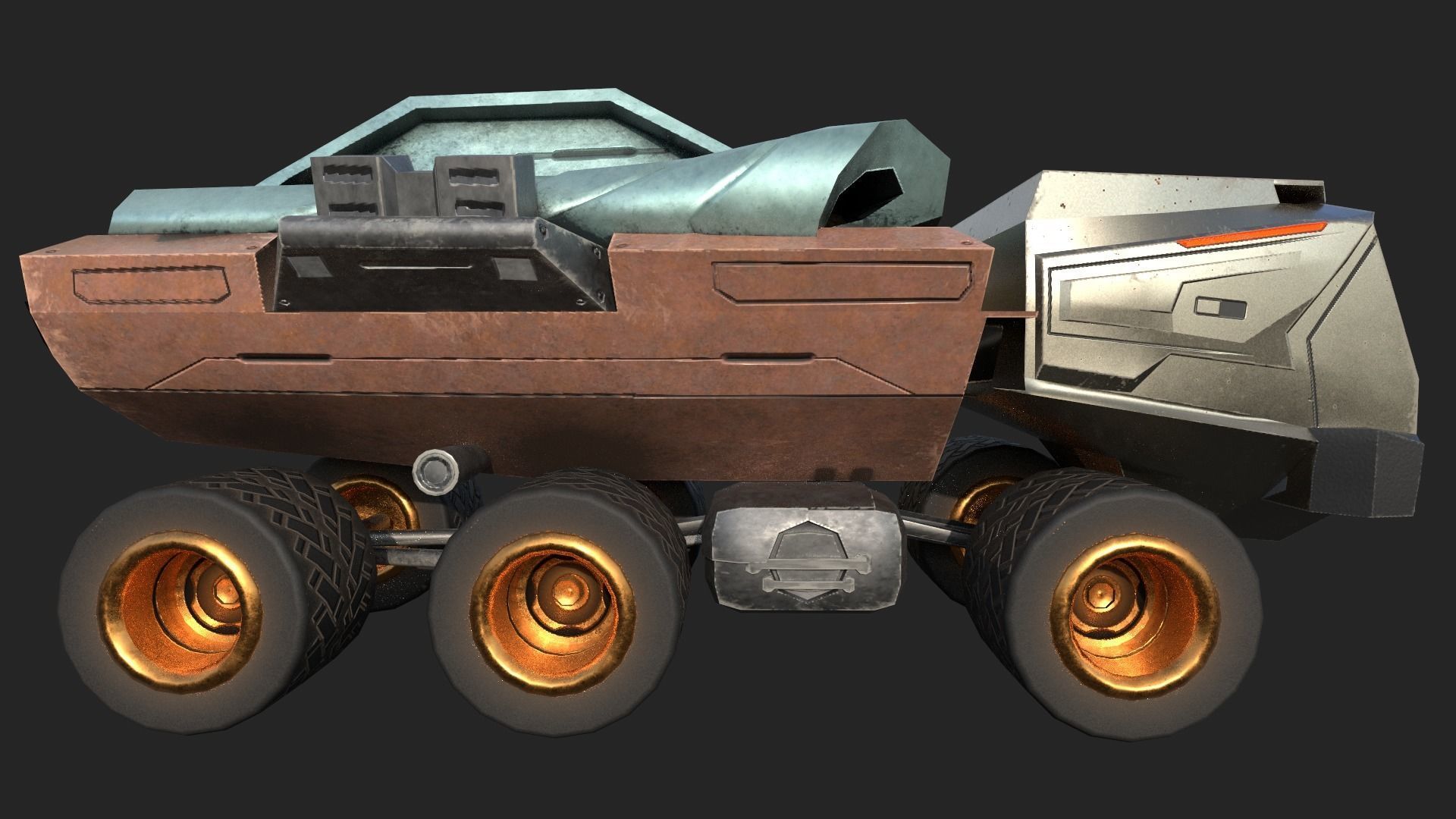 Sci-Fi Truck Model Low-poly 3D model_1