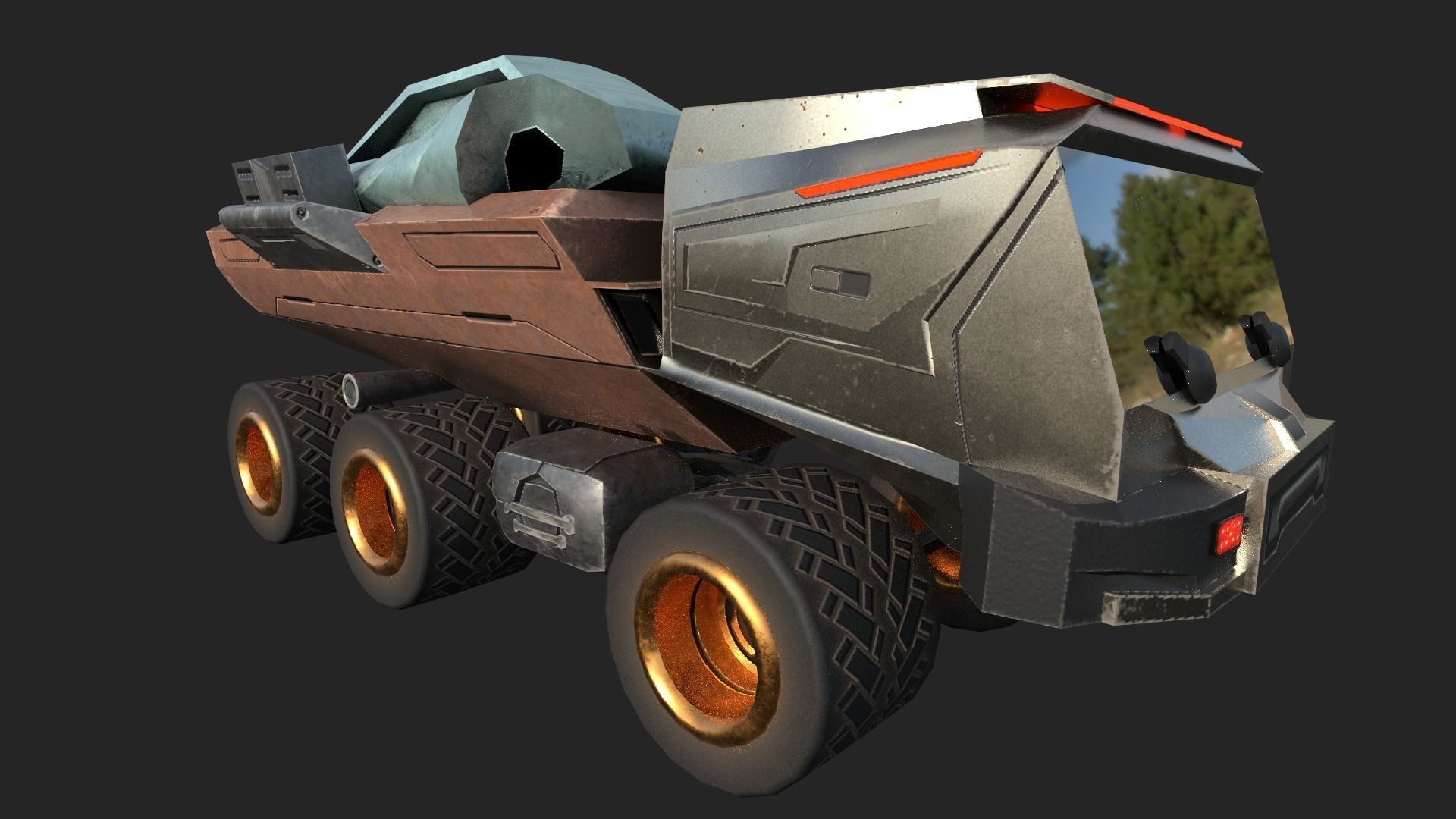 Sci-Fi Truck Model Low-poly 3D model_3