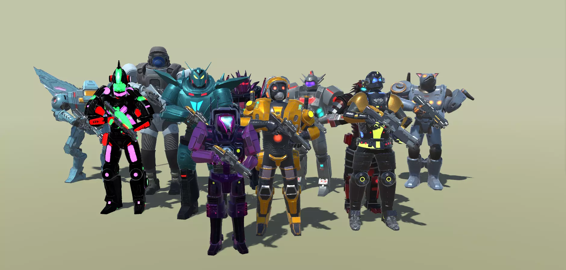 Sci-Fi Warrior Bots Low-poly 3D model_0