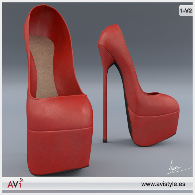 Shoe 4-1V2 Pumps Low-poly 3D model_2
